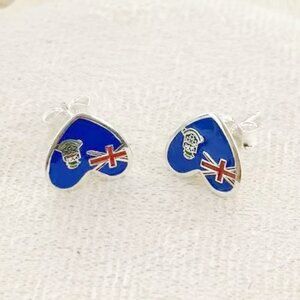 Cayman Islands Flag Earrings S925 Sterling Silver Stud Earrings Handmade